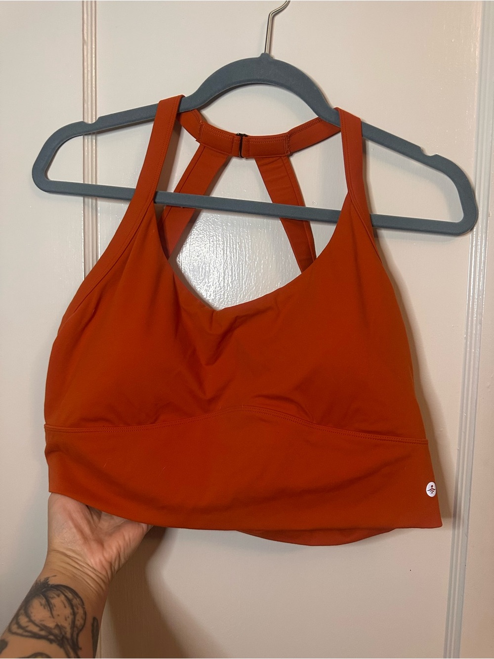 Women's High-Neck Sports Bralette - Rust Orange